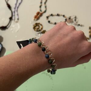 Handmade Green and Blue Beaded Bracelet